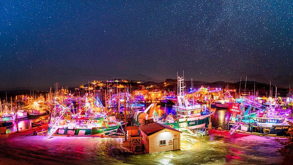 Port De Grave Christmas Boat Lighting Newfoundland Canada